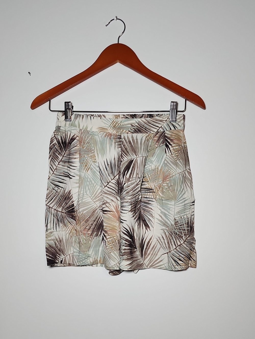 H&M Tropical Leaf Print Mini Skirt - Mint, Beige, Brown